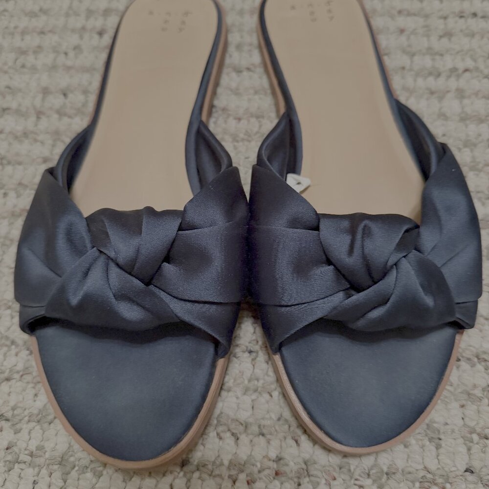 A New Day Satin Navy Bow Sandals